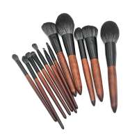 New wooden Colors Make up Beauty Brush set Wooden Handle 12PCS Makeup Brush Set Nylon Private Label Blush Brushes