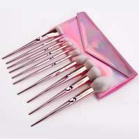 New Arrival Brushes 10pcs Pink Makeup Brush Set Cosmetic Beauty Blush Powder Foundation Concealer Brush With Shimmer Make Up Bag